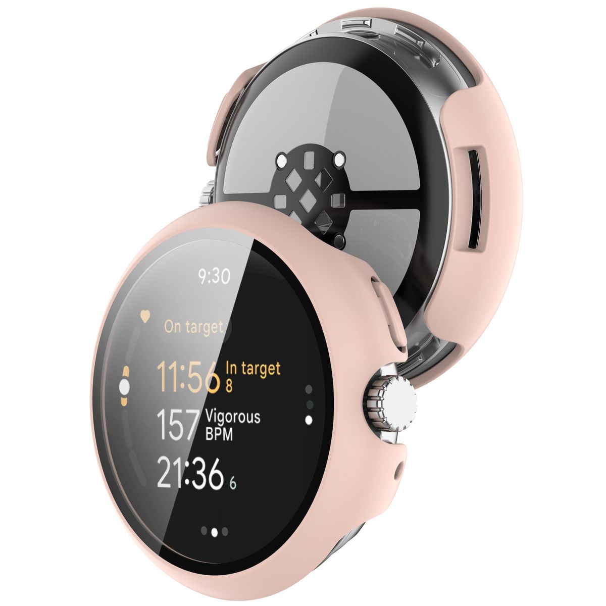 Etui ze szkłem do zegarka Bizon Case Watch Adamo do Google Pixel Watch 3 45mm, różowe